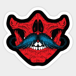 Mustache you a question - red/blue Sticker